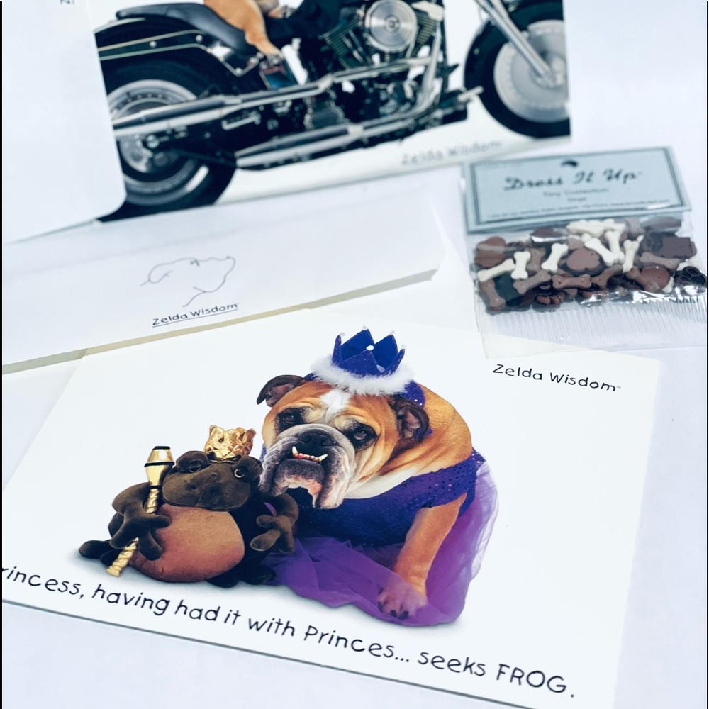 Zelda Wisdom vintage cards set of 2 & dog bones